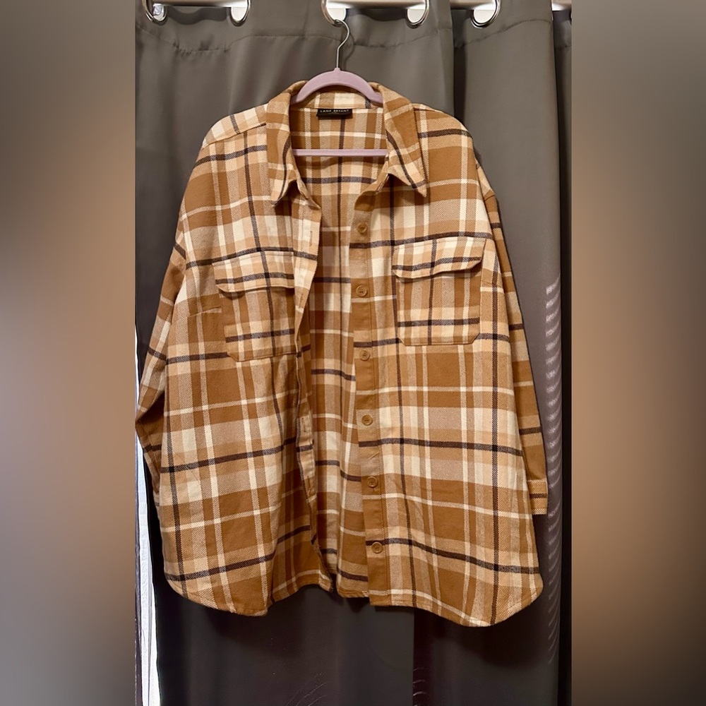 Lane Bryant Brown/black Plaid Shacket